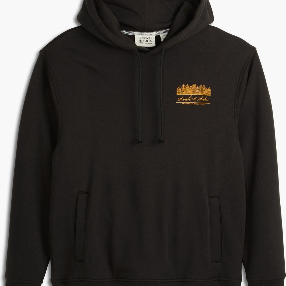 NWT Men's Scotch & Soda Relaxed Fit Black Hoodie